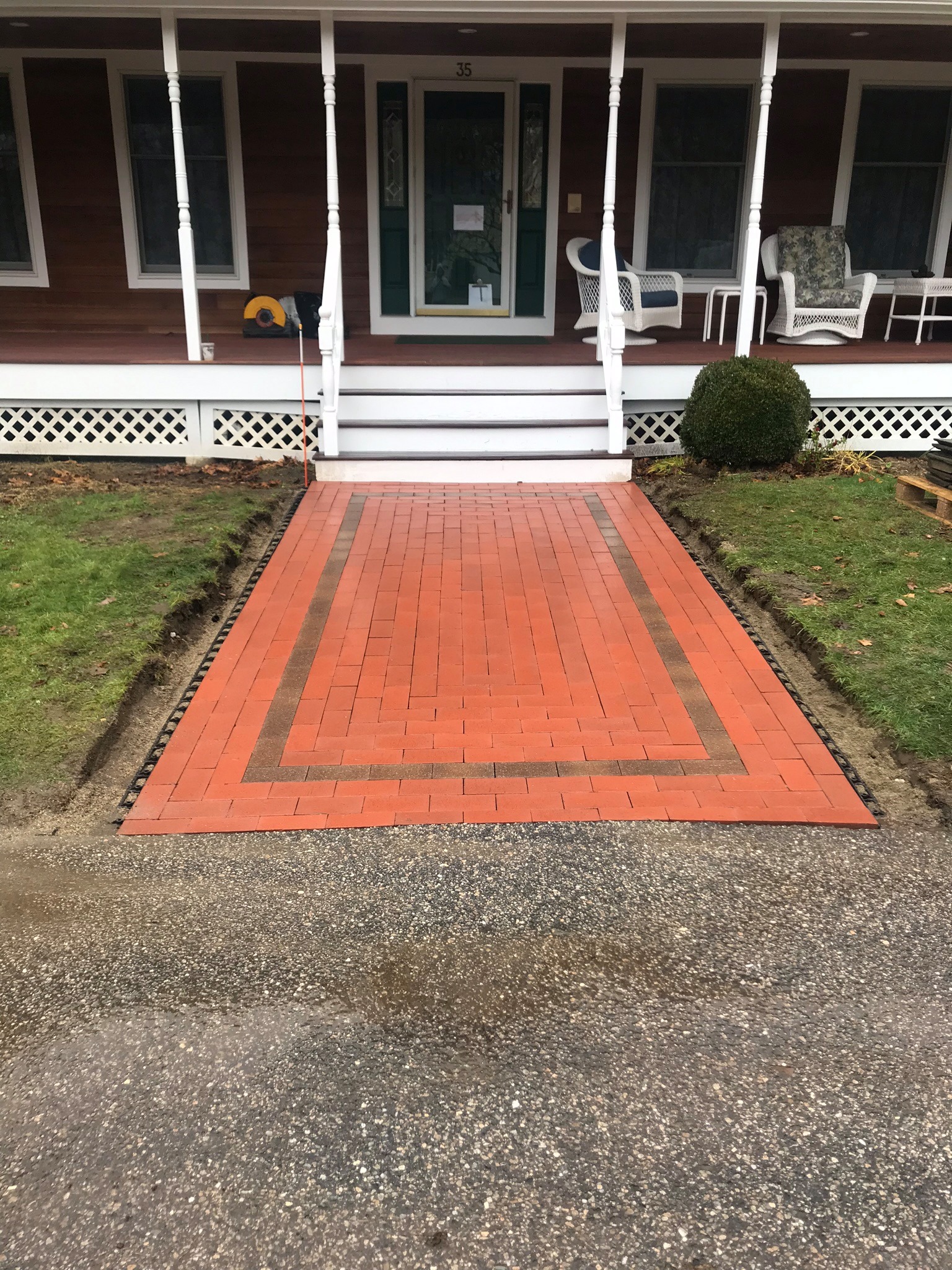 Brick walkway with border by Hydrangea Hill Farm