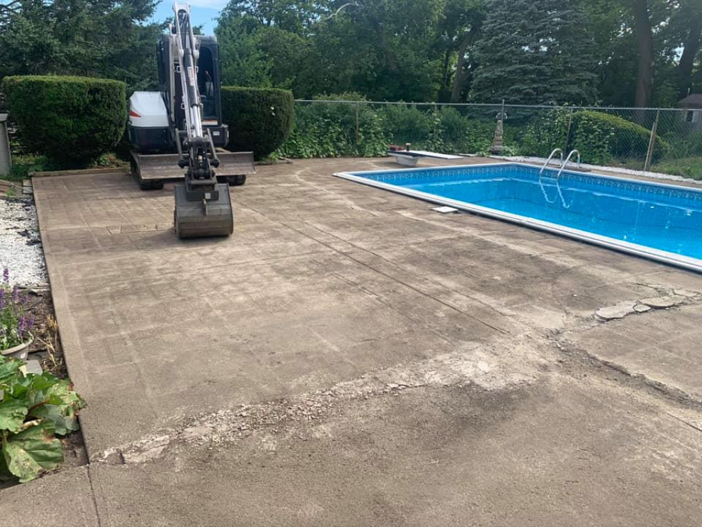 Pool patio in Rhode Island remodel (before image)