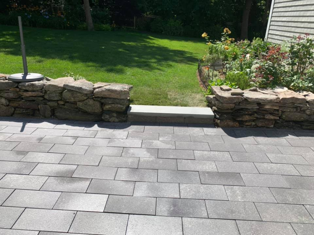 After paver patio installation complete